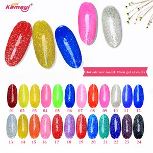 Kamayi oem personnalisé 12ml Neon gel polonais série de couleurs de perles uv led gel polonais longue durée gel pour les ongles pour la vente en gros